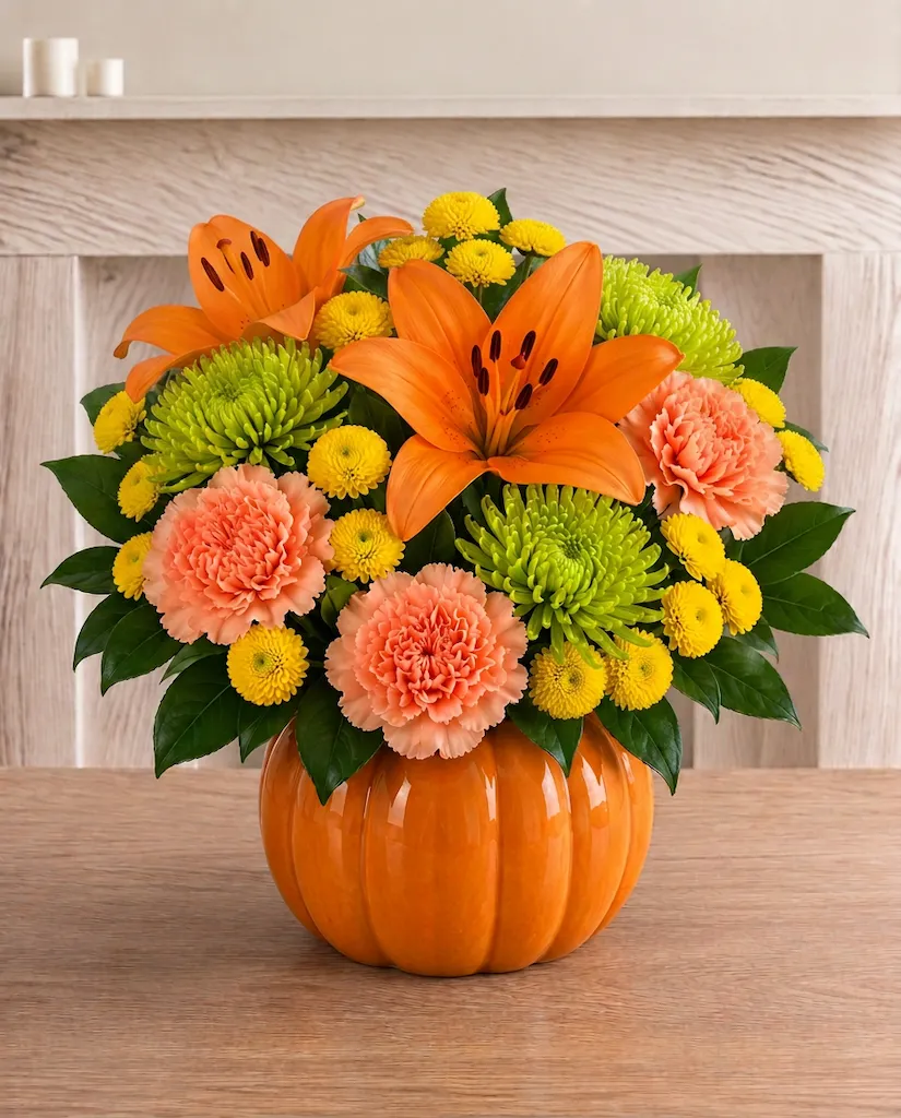 Golden Hour Pumpkin Arrangement - P