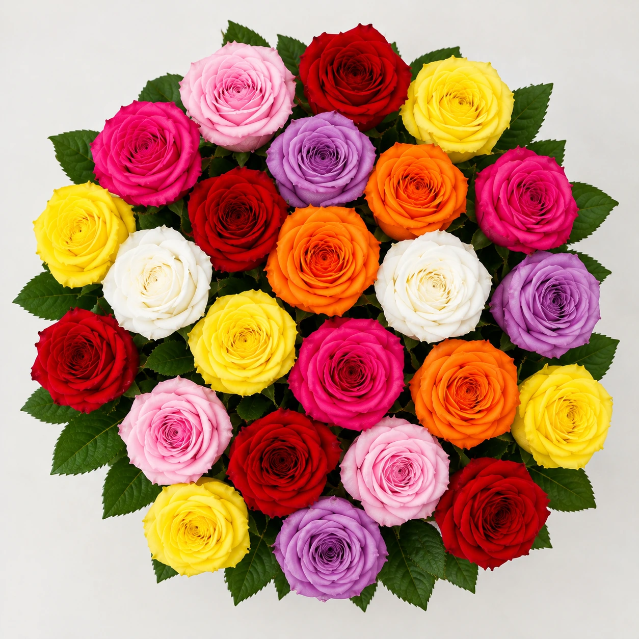 greatflowers_assorted_24_roses_top_view